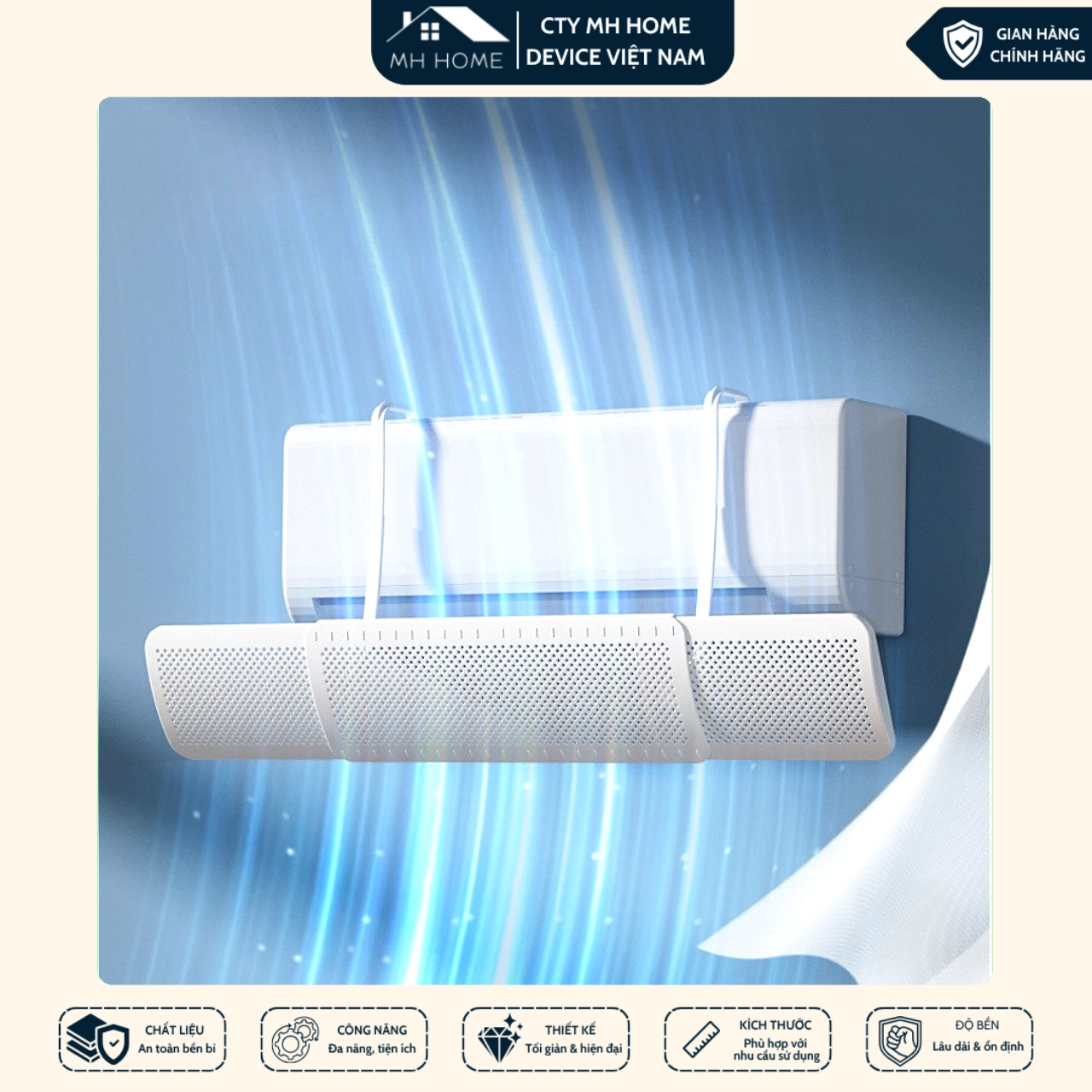 Tấm Chắn Gió Điều Hòa 3 Cánh Xoay 180° Điều Chỉnh Kích Thước Chống Thổi Trực Tiếp Cao Cấp | MH Home
